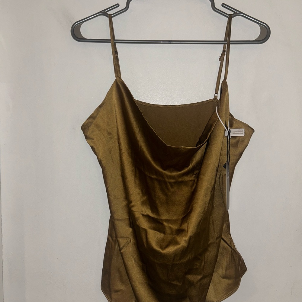 Elegant Brown Real Silk Cami Top